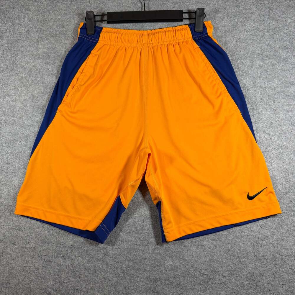 Nike Dri-FIT Shorts Mens S Orange Navy Drawstring Breathable Athletic Running